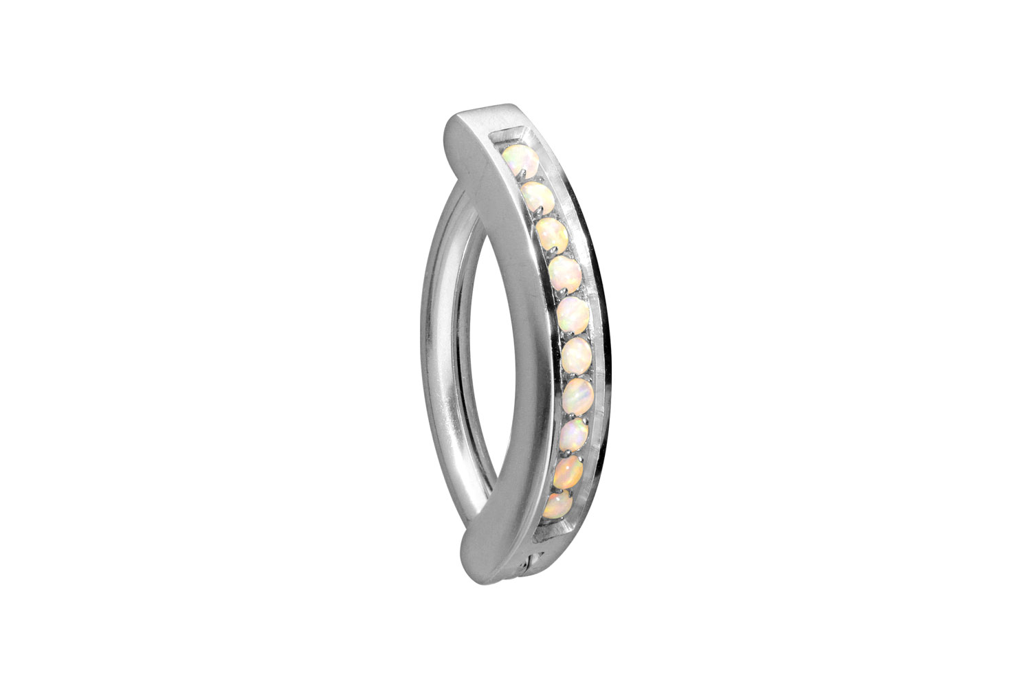Titan Bauchnabelclicker Bauchnabelpiercing BOGEN + SYNTHETISCHE OPALE